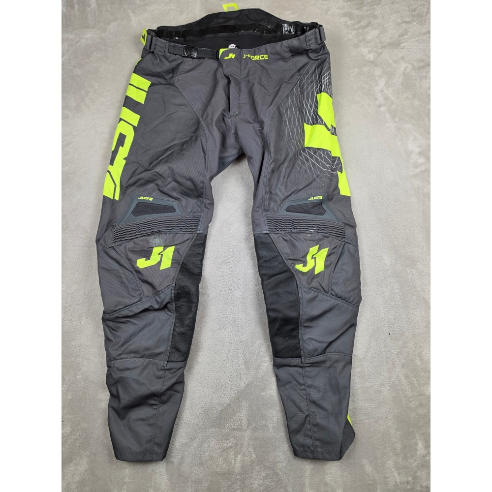Just 1 J-Force Motocross Pants Men 38 Gray Neon Yellow Cordura Racing Moto Italy